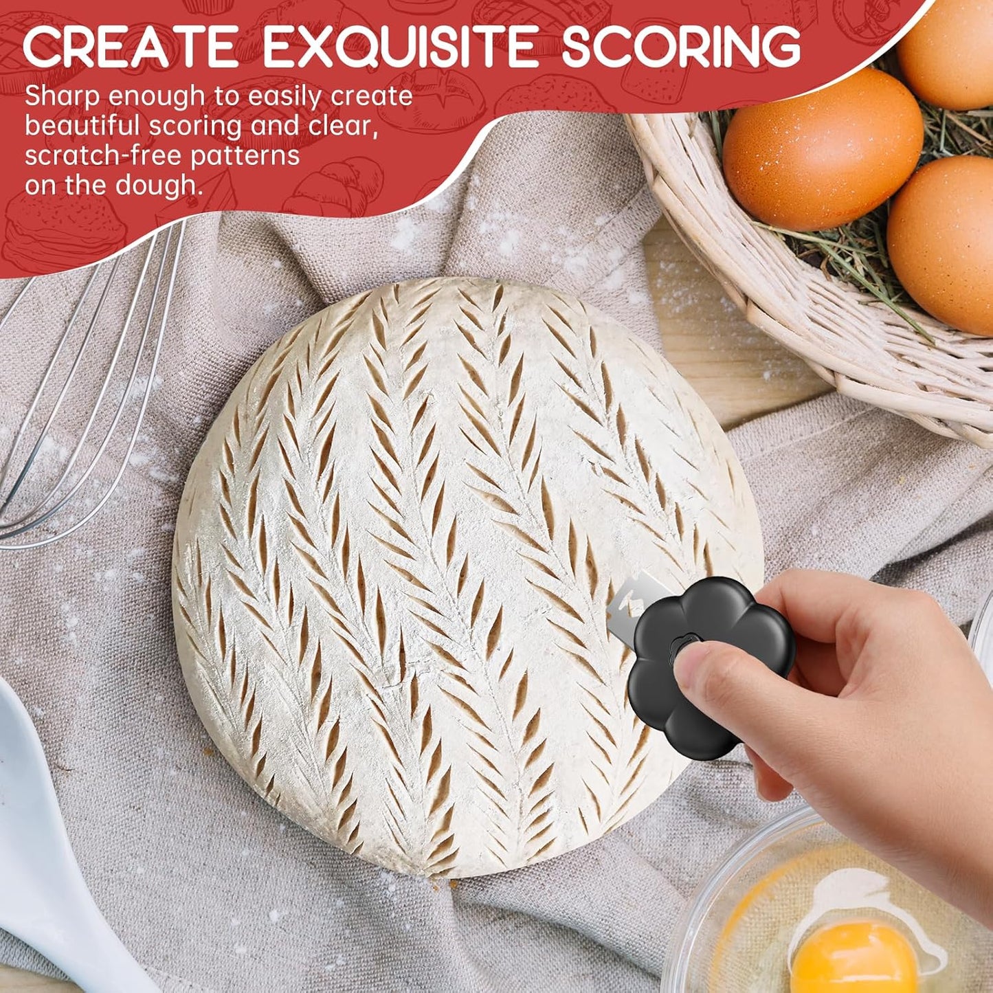 Bread Lame Dough Scring Tool, Sourdough Bread Baking Supplies for Scoring, Great Gift for Bread Makers (Black)
