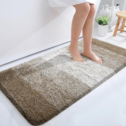 OLANLY Bathroom Runner Rugs - Extra Soft Microfiber Mat 47x24 | Quick Dry, Washable, Rubber Backing, Coffee Color