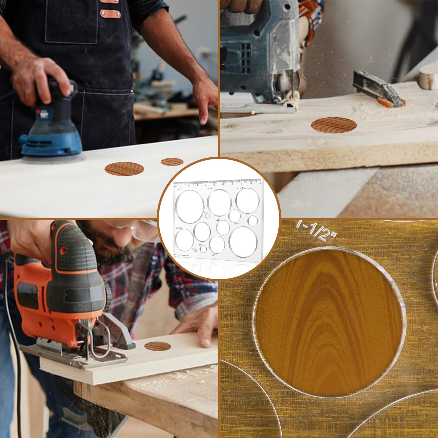 Monliful 10 * 7.9 inches 13 in 1 Router Jig Kit for Woodworking - Bowtie, Circle Inlay & Decorative Templates