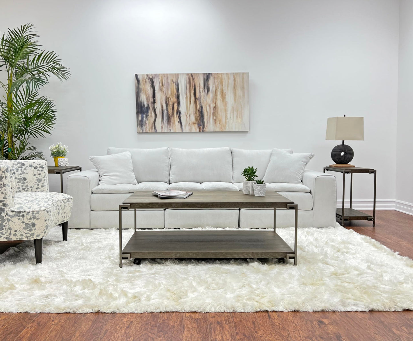 Roundhill Furniture Corbeta 3-Piece Metal Frame Wood Living Room Coffee Table and 2 Chairside Tables Set, Aged Graphite