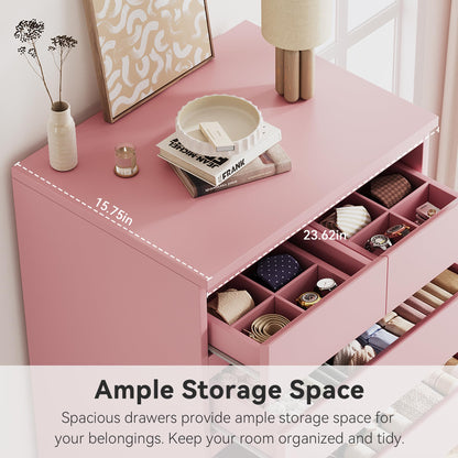 Jocoevol Pink Tall 8 Drawer Dresser for Bedroom,Dressers & Chests of Drawers with Jewelry Storage,Wood Storage Dresser with Deep Drawers for Living Room Hallway Entryway(55.3" L*23.6" W*15.7")