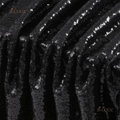 B-COOL Black Sequin Tablecloth 90x156inch Sparkly Sequin Table Linen Halloween Shiny Sequence Table Cloth Wedding Event Decor