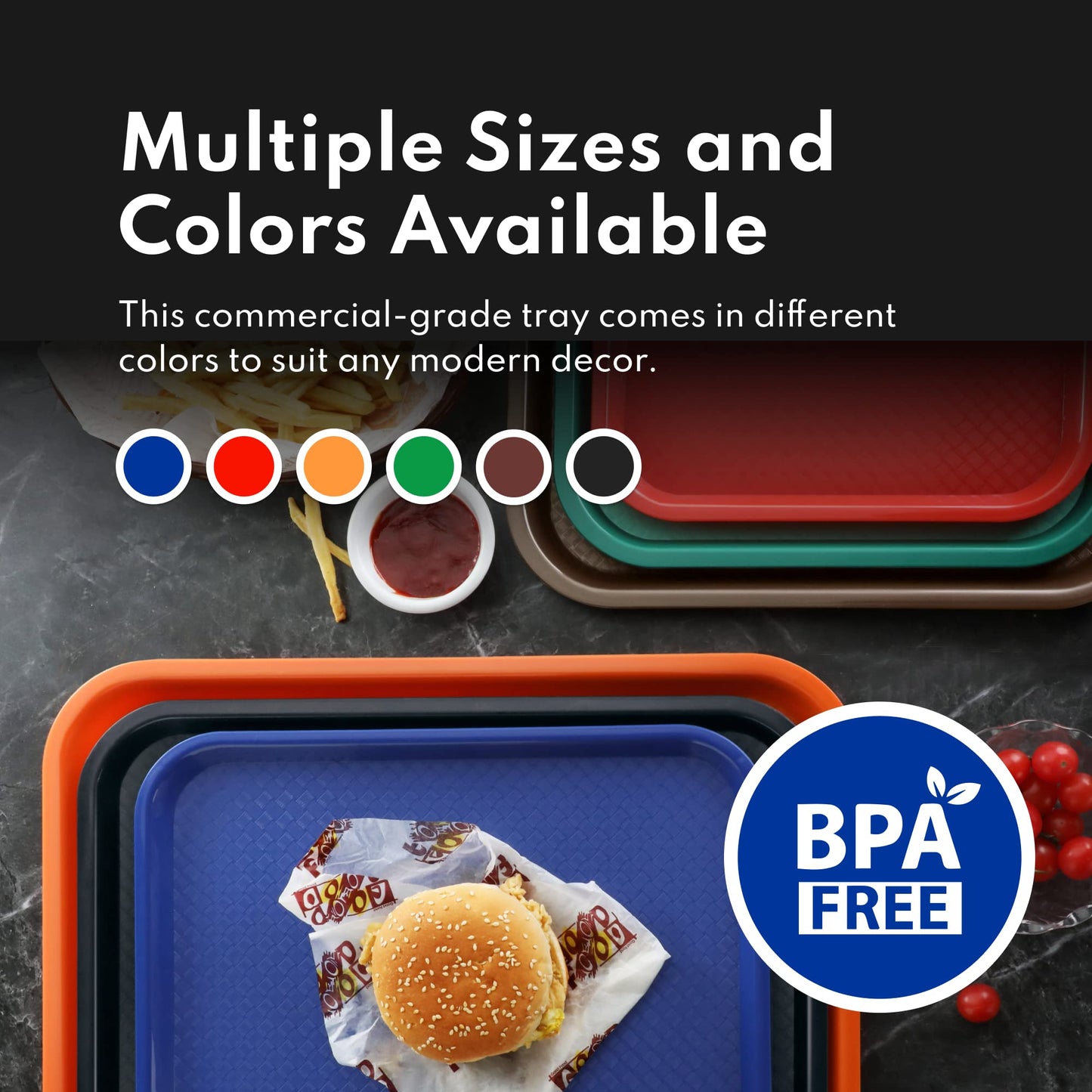 New Star Foodservice 28010 6-Piece Fast Food Tray, 12 by 16-Inch, Assorted Colors