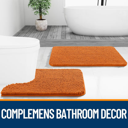 OLANLY Bathroom Runner Rugs - Extra Soft Chenille Bath Mats | Quick Dry, Machine Washable, 44x24, Clay
