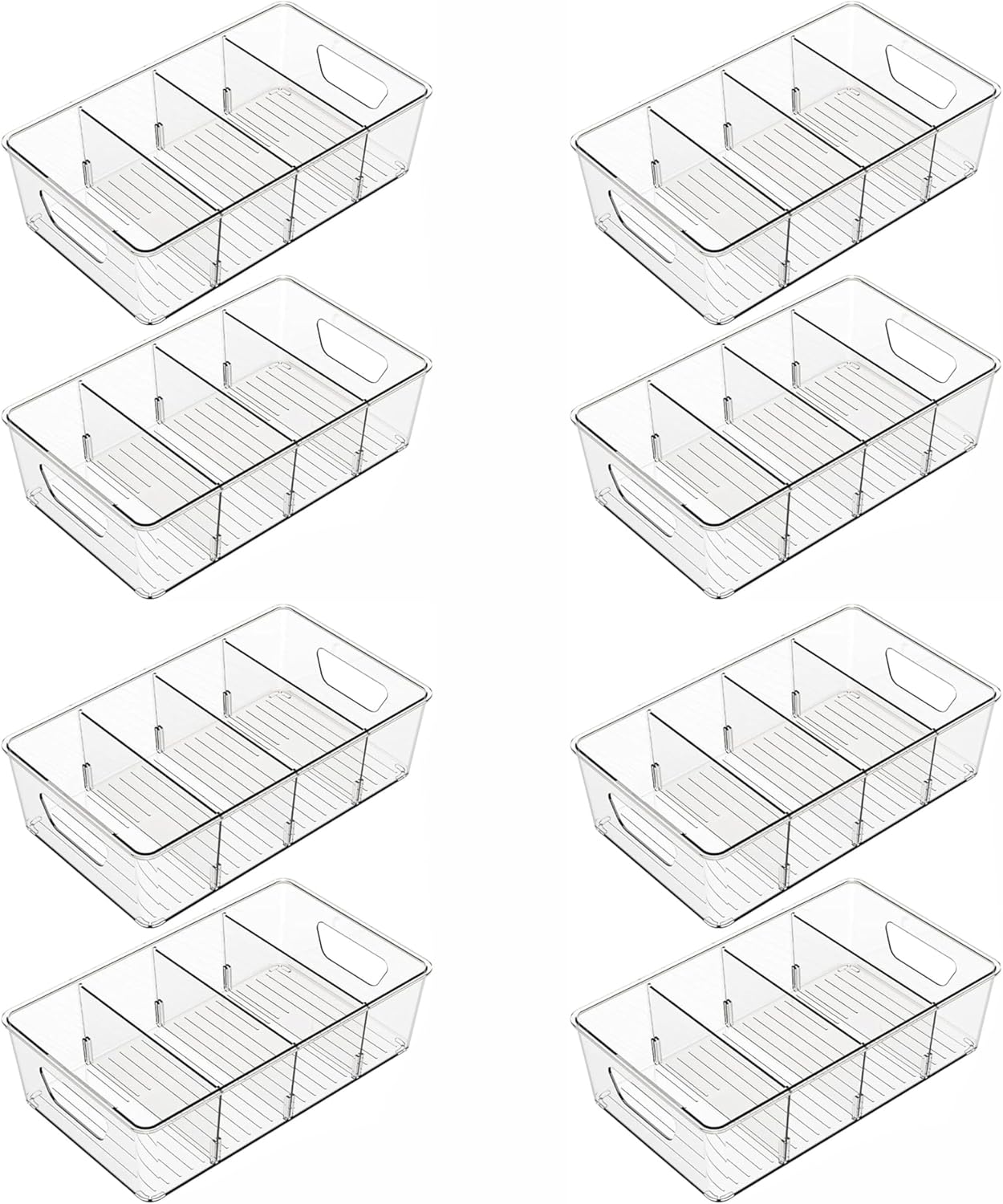 Yieach 8 Pack Stackable Snack Organizer for Pantry Shelf,Clear Pantry Organizers and Storage Bins