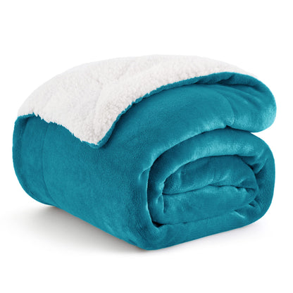 Bedsure GentleSoft Sherpa Fleece Blankets Queen Size for Bed - Thick and Warm, Soft Fuzzy Plush Queen Blanket for Winter, Grey, 90x90 Inches
