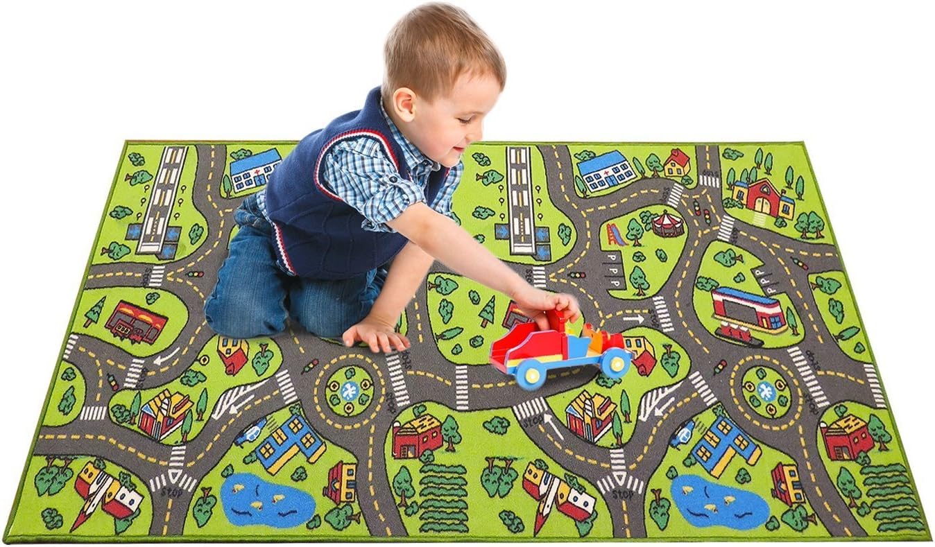 Angels 80 inches 40 inches! Kids Rug Playmat by City Life Great for Playing with Cars and Toys - Play Learn and Have