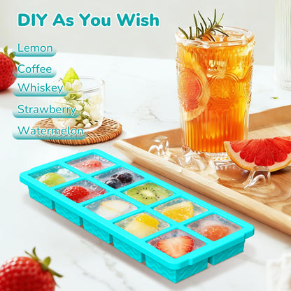 Silicone Freezer Trays with Lid (4-Pack), 1-Cup, 2-Cup, 1/2-Cup & 2-Tbsp Silicone Freezer Molds, Stackable Soup Freezer Meal Prep Containers,Ice Cube Tray for Making Sauce,Smoothies,Yogurt Bites