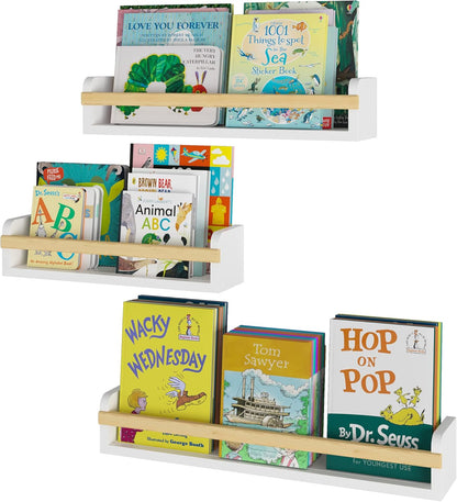 Set 3, Wallniture Utah Wall Mount Nursery Dcor Kids Bookshelf Floating Wall Shelves Book Photo Display Long Varying