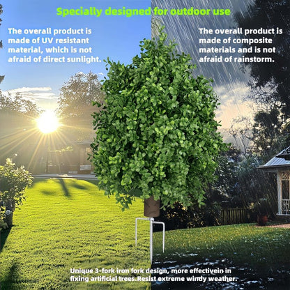 QIANYUN Boxwood Topiary Bush – Artificial Shrubs for Outdoors, Artificial Boxwood Topiary Ball Tree, UV Resistant Evergreen for Front Porch, Garden, Yard & Balcony Decor