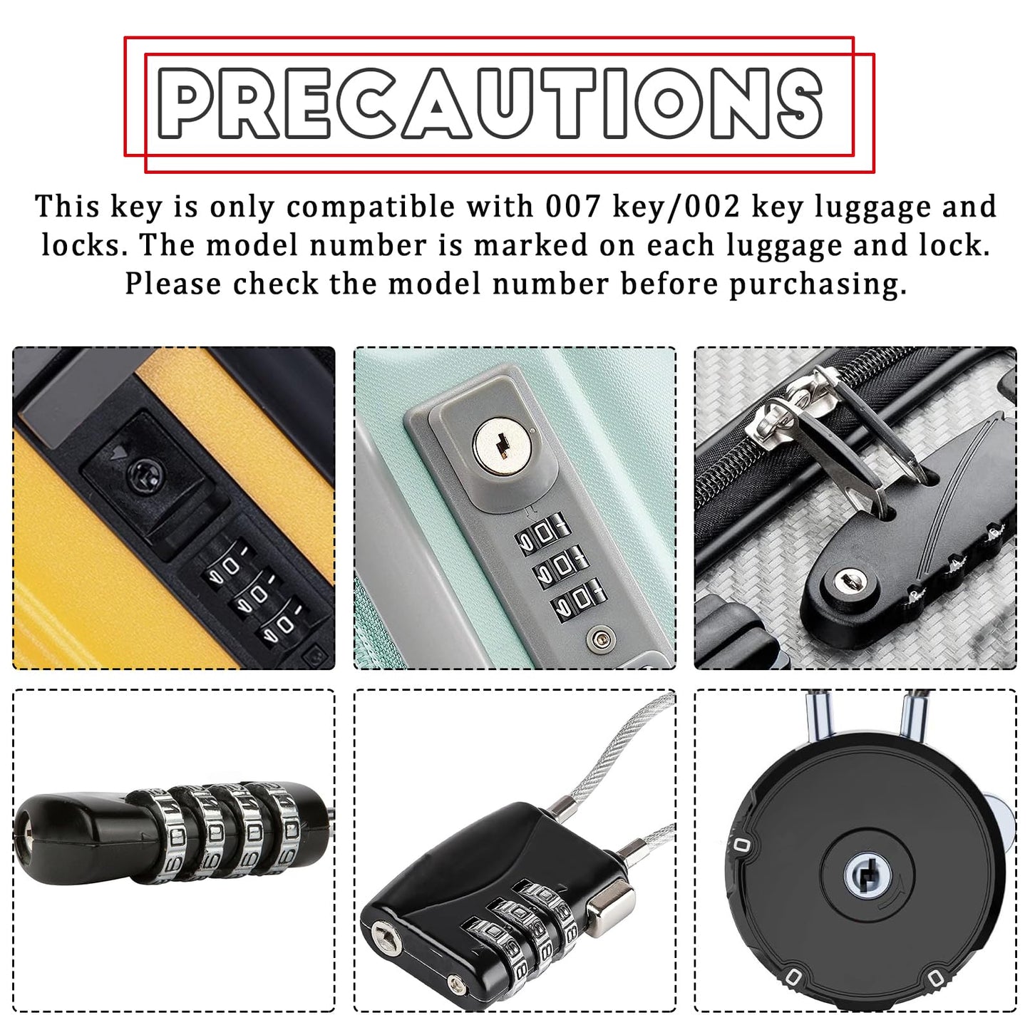 2 Keys Compatible with 007 002 Master Luggage,Luggage Suitcase Password Locks Key