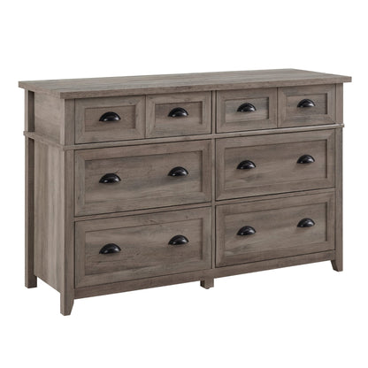 Walker Edison Modern Farmhouse 6-Drawer Framed Dresser with Half-Moon Handles, 52 Inch, Grey Wash