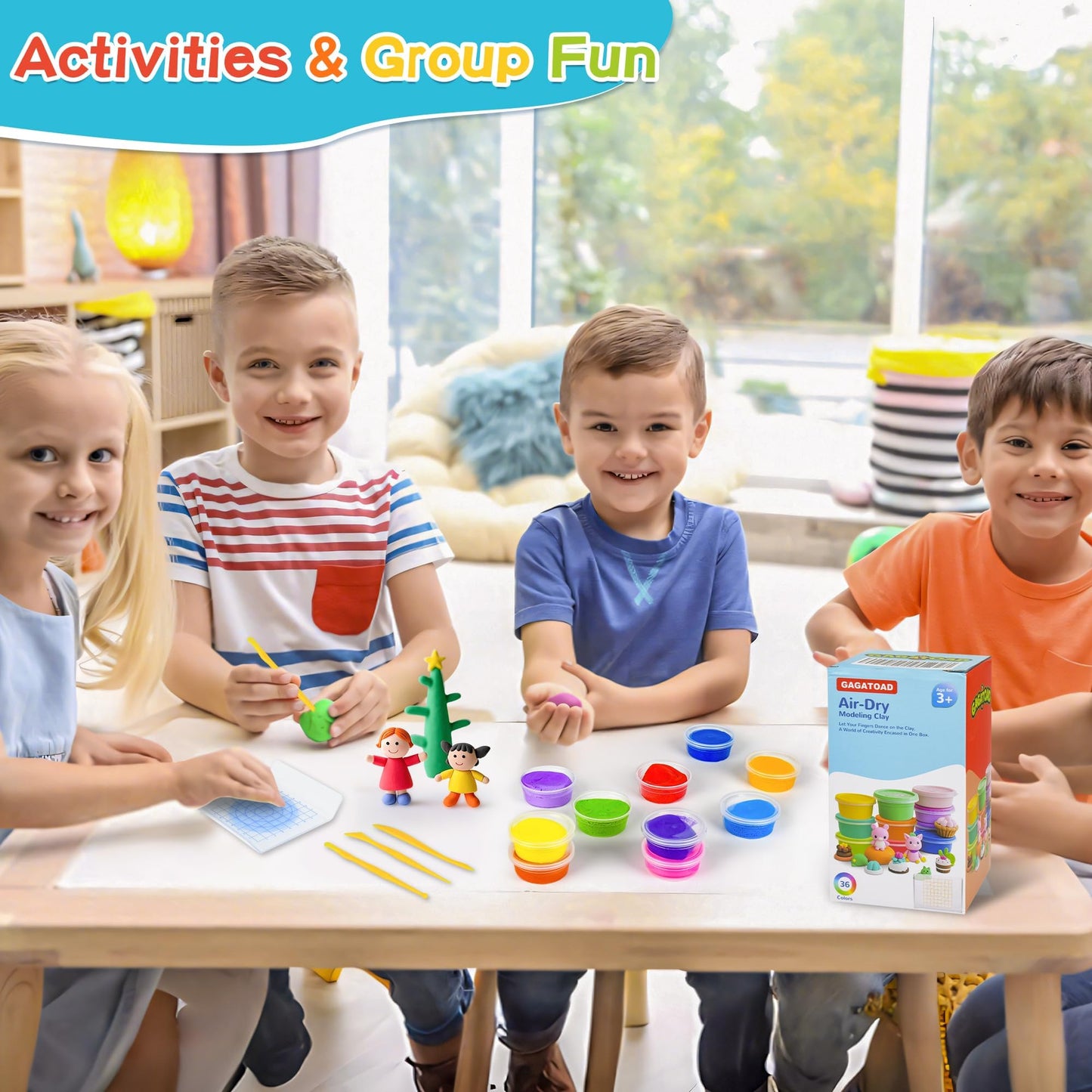 GAGATOAD 36 Colors Ultra Light Air Dry Clay Kit with Pressing Board Modeling Clay Plastic Tools, with Guide Book for Boys and Girls Age 3-12 Year Old Gift Toy Clay Art Crafts