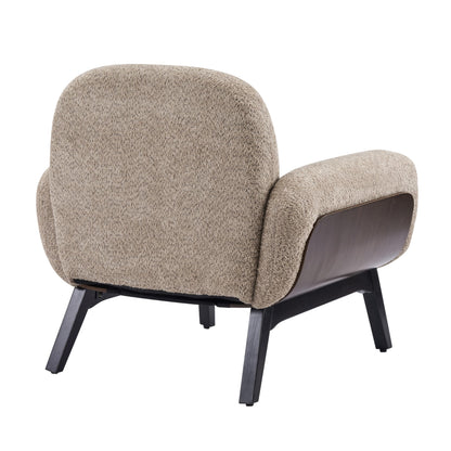 Christopher Knight Home Audrey Boucle Upholstered Accent Chair, Living Room Low Profile Armchair, Solid Wood Comfy Reading Chair, Modern Single Lounge Sofa, Light Camel