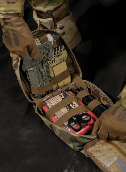 RHINO RESCUE IFAK Trauma Kit with C-A-T Tourniquet for Wound Care, Tactical First Aid Kit Molle Pouch for Military, Combat, Car, Camping, Hiking, Travel (Black)