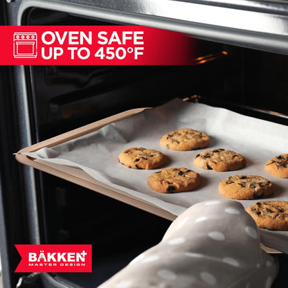 BAKKEN 3-Piece Nonstick Baking Pan Set - Small, Medium & Large Oven Safe Trays, Space-Saving Design, Brown