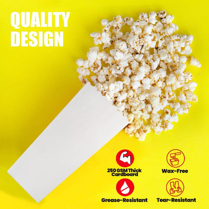 Novelty Place 12 Pcs White Popcorn Boxes, 46 oz White Cardboard Popcorn Container for Movie Night Party - 7.8" Tall x 3.9" Square