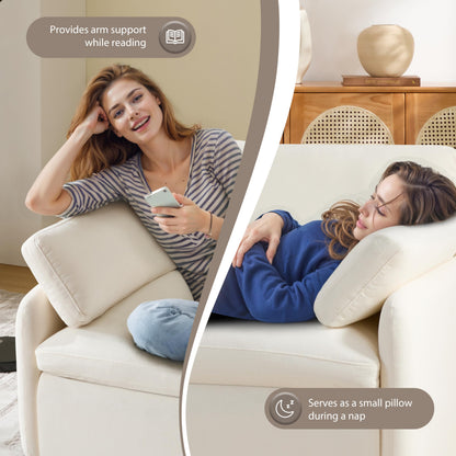 Merax 50 x 43 Oversized Chenille Single Sofa Chair,Wide and Deep Seat Accent Chair,Modern Upholstered Comfy Couch with Pillows for Living Room,Apartment,Bedroom,Cream