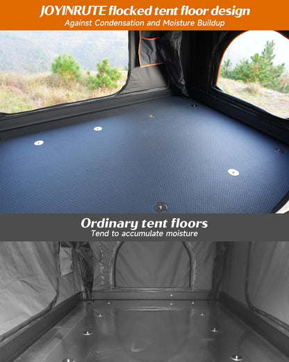 Joyinrute Alumnimun Rooftop Tent Hard Shell with Winter Insulation, Pop Up 2 Person Roof Top Hardshell for Camping Truck Van Suitable for Jeep SUV Car