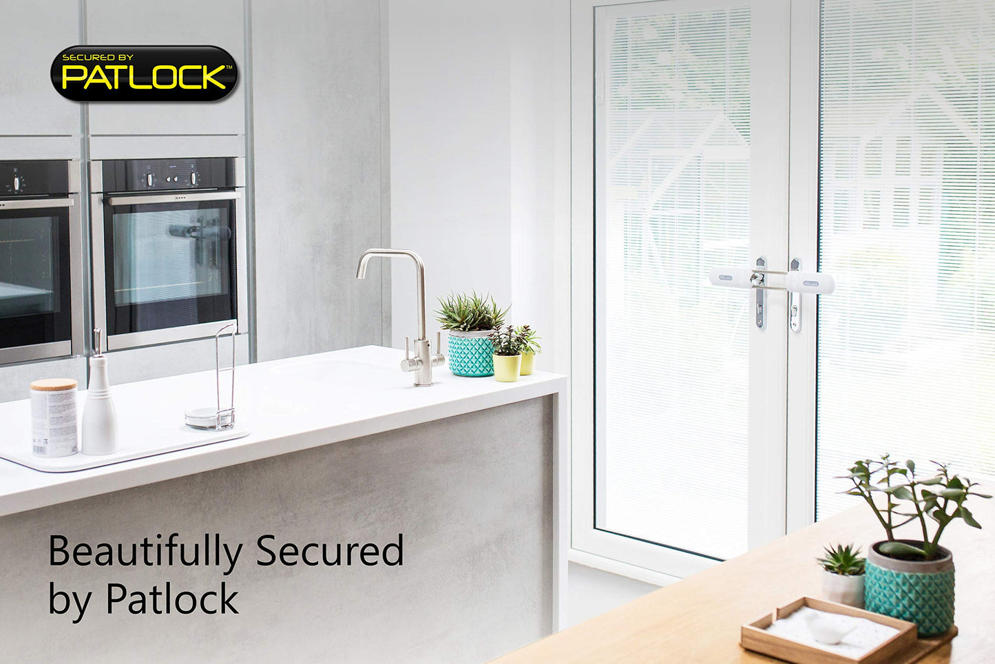 PATLOCK French Door, Patio and Conservatory Security Lock for Double Doors Fitted with 2 Internal Handles