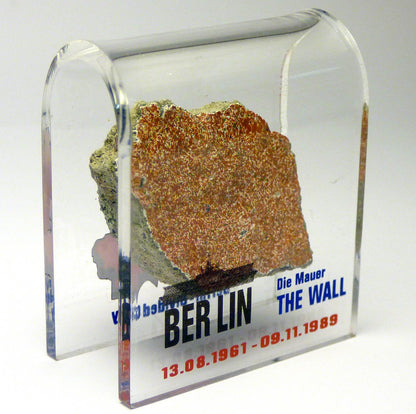 Original Piece of the Berlin Wall - Authentic Souvenir Mounted in Acrylic Display (Small 2"X2", Divided City)