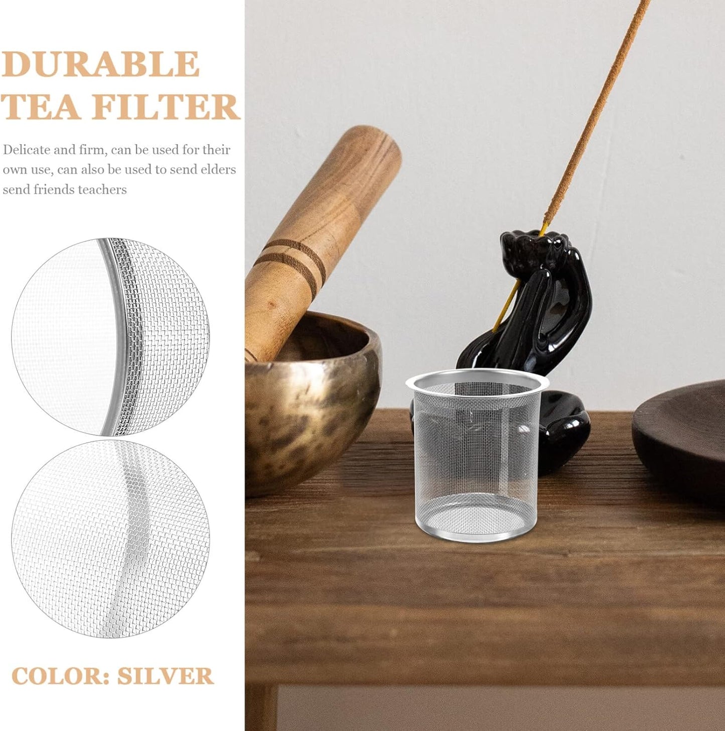 Kichvoe Stainless Steel Tea Strainer, Tea Kettle, and Mug Filter for Brewing Tea