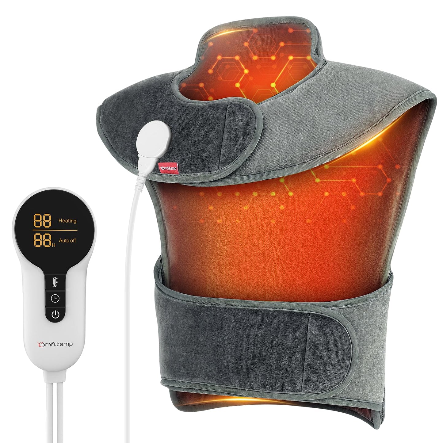 Comfytemp Heating Pad for Back, Weighted Heating Pads for Neck and Shoulders and Back Pain Relief, 2.5lb Electric Heating Pad with Adjustable Band, Mothers Day Gifts, with Auto-Off