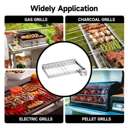WILLBBQ Electric Rotisserie Grill Kit with Auto Rotating Skewer Turner, 20 Stainless Steel Skewers, Adjustable Width up to 11.8" for Charcoal BBQ, Kabobs, Chicken, Meat(20" L x 7" W)