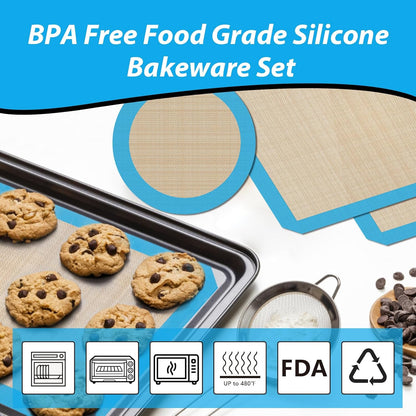 UBeesize 3 Pack Silicone Baking Mats, Non-Stick Oven Liners, Reusable Food Safe Cookie Sheets for Baking