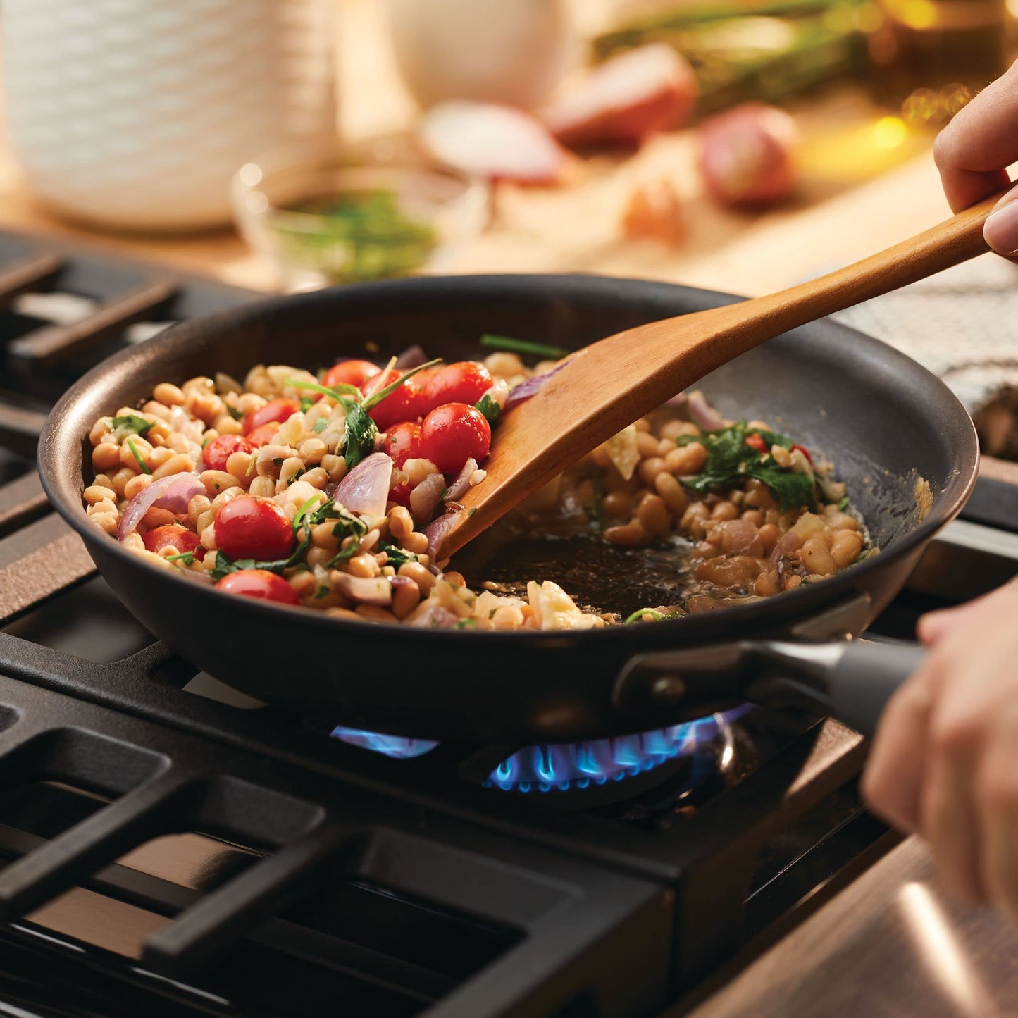 Anolon Advanced Home Hard Anodized Nonstick Frying Pan, 8.5 Inch – Small Non Stick Egg Pan, Durable Nonstick Skillet - Moonstone