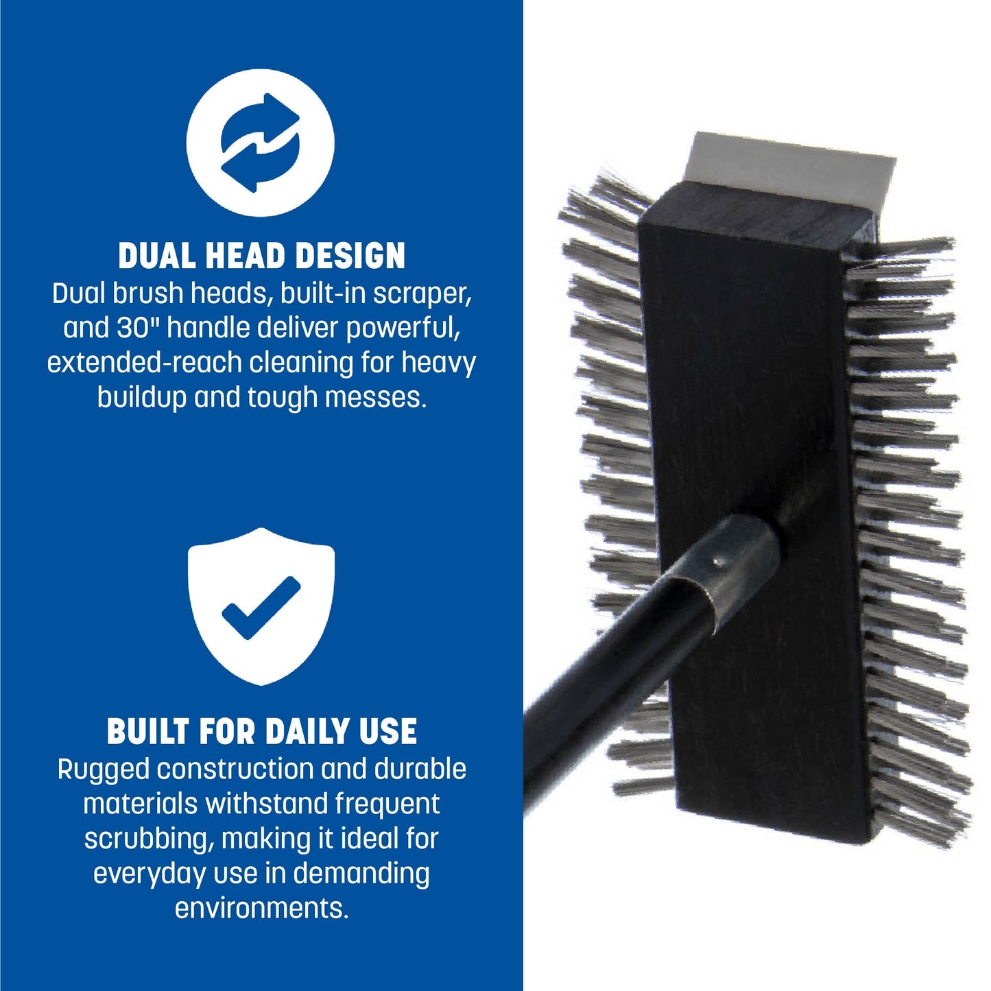 SPARTA 4029000 Stainless Steel Grill Brush, Grill Scraper With Metal Bristles, 30.5 Inches, Black