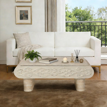 KEIKI 39.4" Lift-Top Coffee Table with Hidden Storage, Rounded Edge Rectangular Wood Accent Table, Modern Wooden Farmhouse Coffee Table for Living Room or Office, Beige Yellow