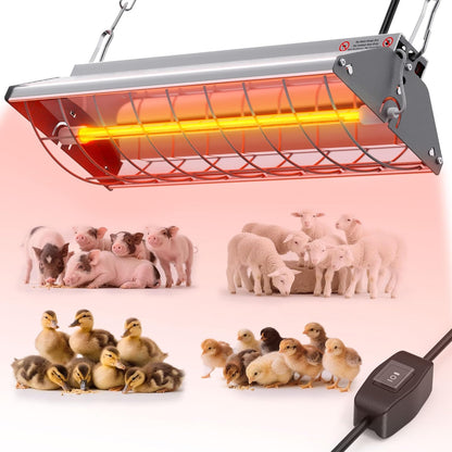 2 150-300W, Chicken Coop Heater, Large Infrared Heat Lamp for Poultry, Livestock & Pets, Safe Chicken Brooder Heat