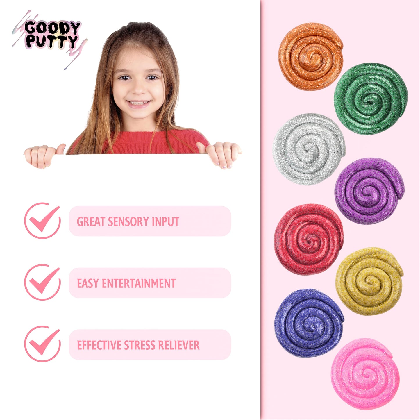 Dazzle Putty Toy Goody Putty Mini Tins 8 Pack