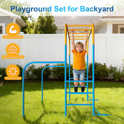 DOLEMODUO Large Monkey Bars for Kids, Outdoor Monkey Bar Set with Climbing Frame, Heavy-Duty Metal Playground Climbing Playset for Backyard, Kids Jungle Gym for Aged 3+