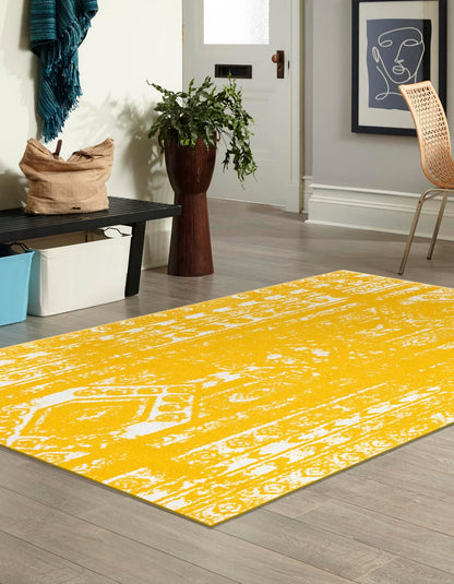 Unique Loom Lennon Collection Area Rug - Zal (9' 10" x 13' 1" Rectangle, Yellow/ Ivory)