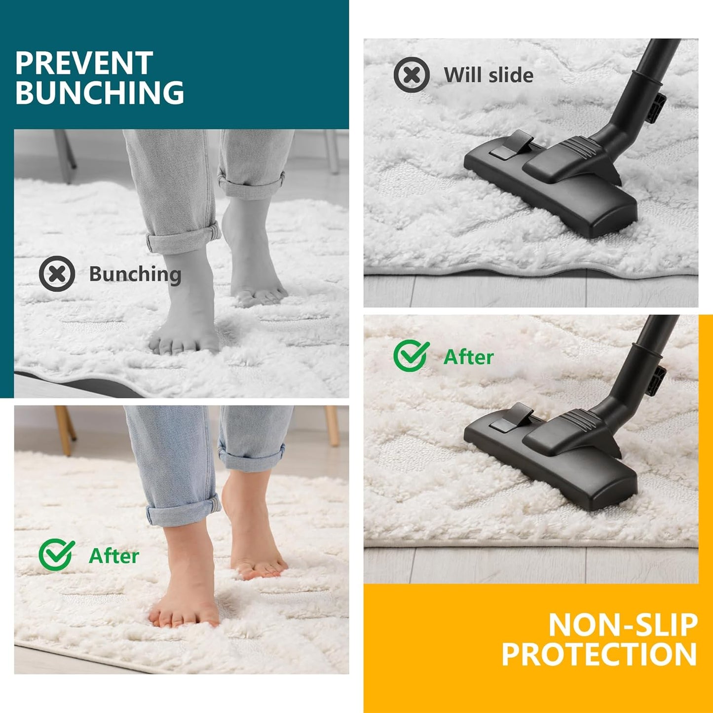 Skiennix Non-Slip Rug Pad Gripper - Extra Thick 2x3 Feet Anti-Skid Mat for Hardwood Floors