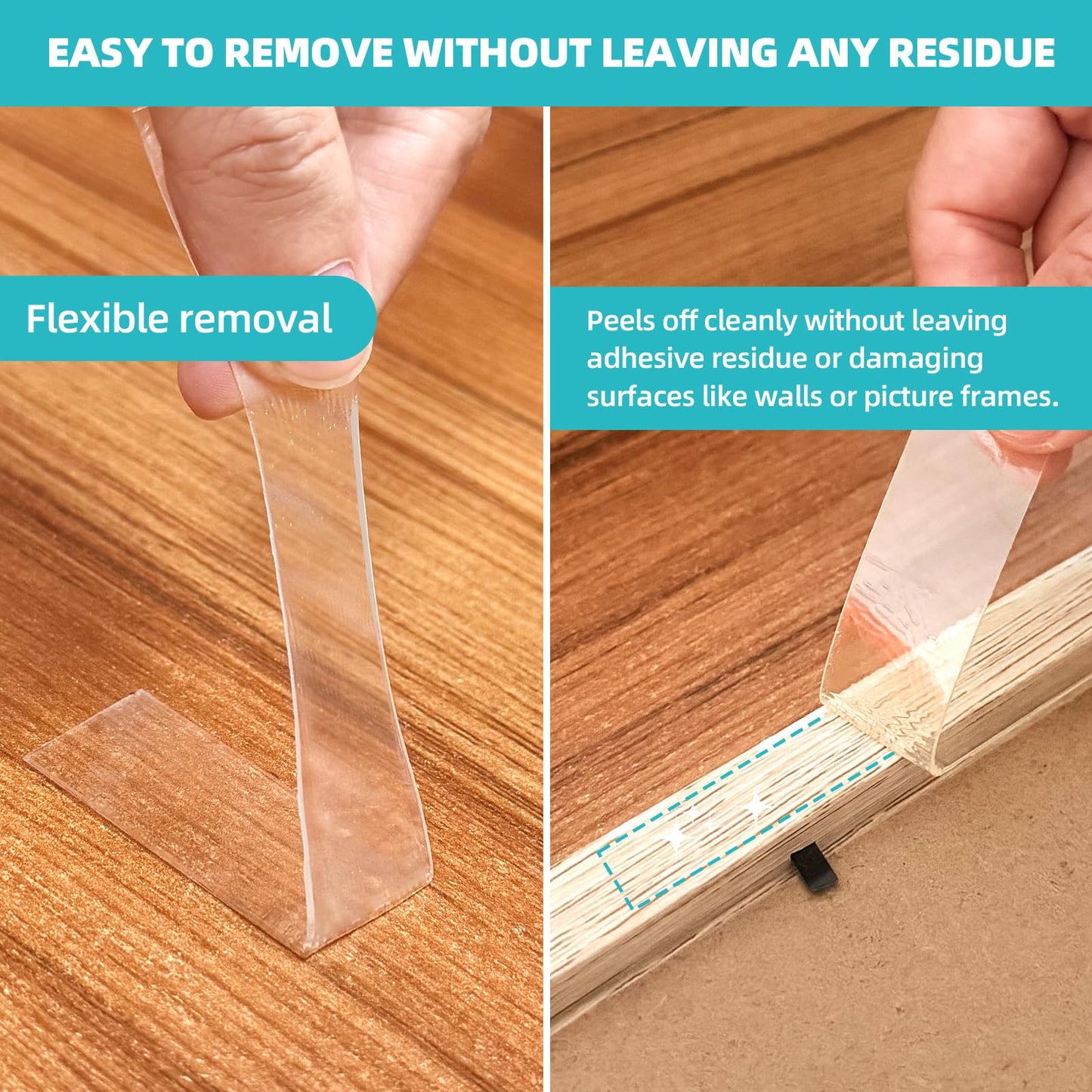 P7yaumy Double Sided Tape Heavy Duty 1.2in×20ft, Nano Tape Double Sided, Removable Traceless Two Sided Adhesive Tape, Clear Mounting Tape Double Sided Tape for Walls, Hanging Picture,Poster,Carpet