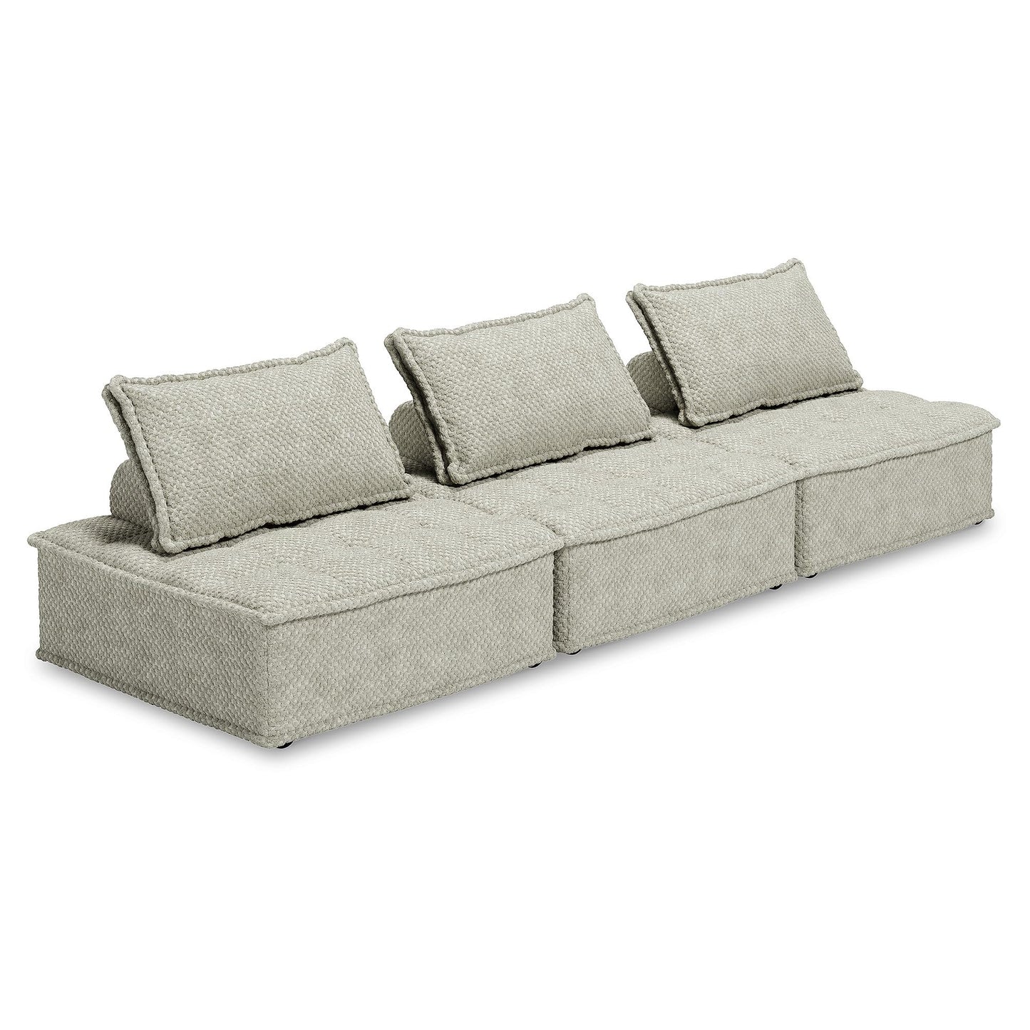 Signature Design by Ashley Bales Casual L-Shaped Modular Tufted 3-Piece Modular Seating with Non-Slip Decking, Beige