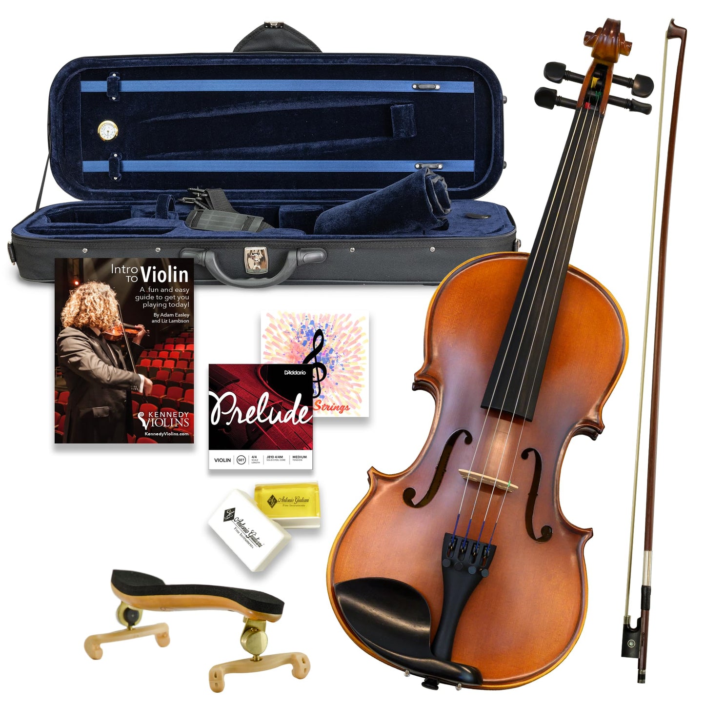 Ricard Bunnel G2 Violin Outfit 1/8 Size - Carrying Case and Accessories Included - Solid Maple Wood and Ebony Fittings By Kennedy Violins