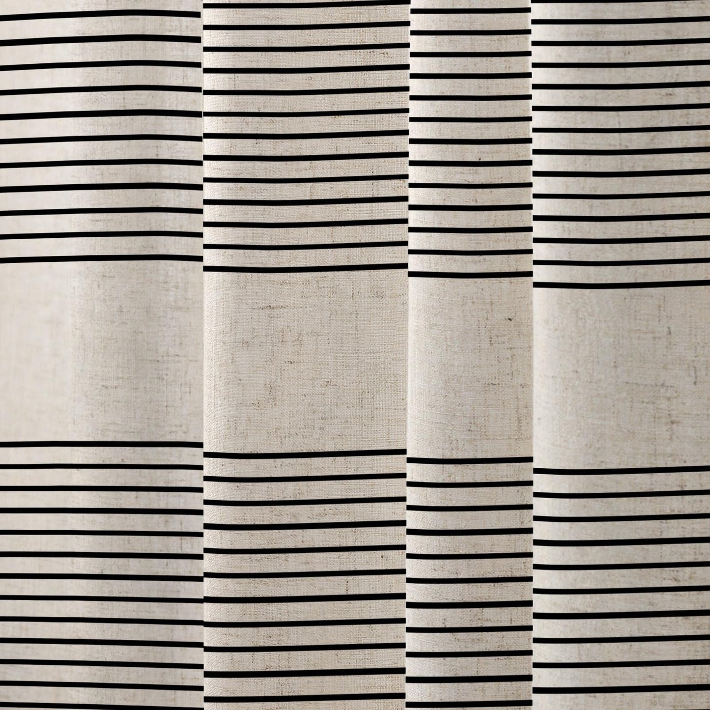 WOUVMA Boho Shower Curtains for Bathroom with Tassels Black Farmhouse Striped Shower Curtain Beige Rustic Linen 72x72 Inches