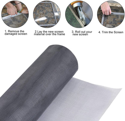 Fiberglass Window Screen Roll 84" x 100' Continuous Roll UV Protection Install and Repair Door and Window Screen(84" x 100', Black)