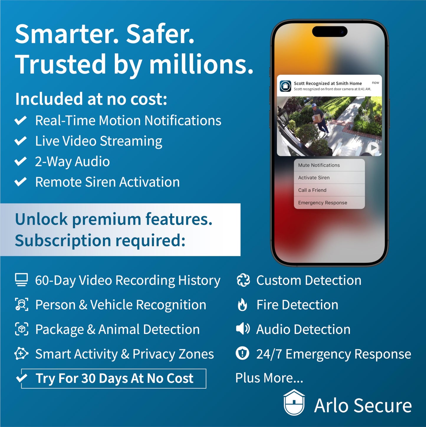 Arlo Essential Security Cameras Wireless Outdoor 2K (2nd Gen, 2023 Release) - Battery Power, Person Recognition, Package Detection, Animated Preview, 1-Month Trial of Secure Plan, 3 Cam, White