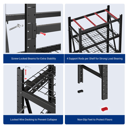 FLEXIMOUNTS 10000LBS 2 Pack Garage Shelving, 4-Tier Heavy Duty Shelving Unit, 23.6" D x 49.6" W x 71" H, Industrial Shelving, Adjustable Storage Shelves for Garage, Basement, Warehouse, Workshop