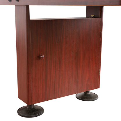 Challenger Shuffleboard Table with Dark Cherry Finish, Hardwood Playfield, Storage Cabinets, Climate Adjusters, Leg Levelers, 8 Pucks, Brush and Wax