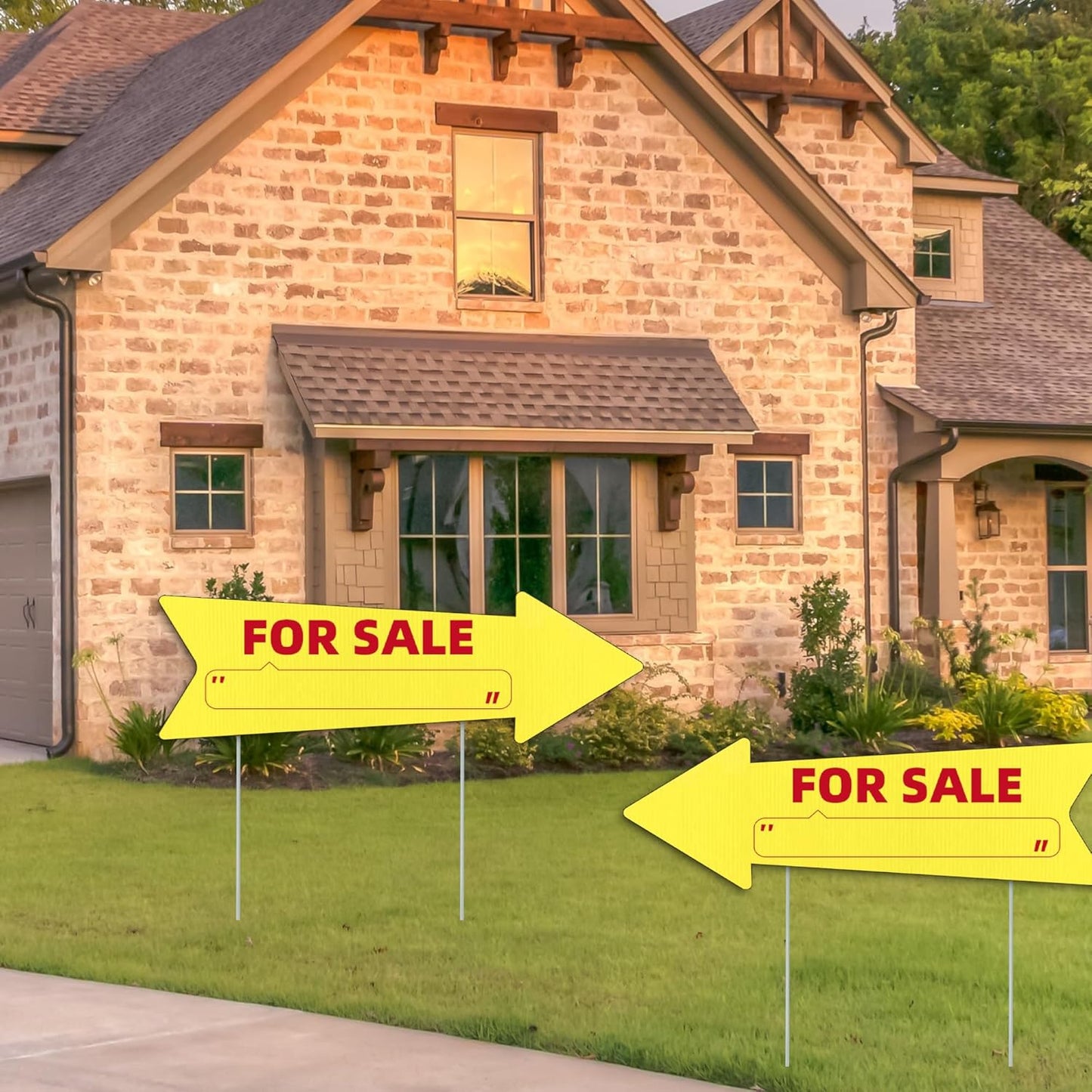 Yellow Arrow Yard Signs, 16 x 5 Inches, Double Sided Outdoor Estate Sale Signs, Plastic, 3 Pack with Stakes