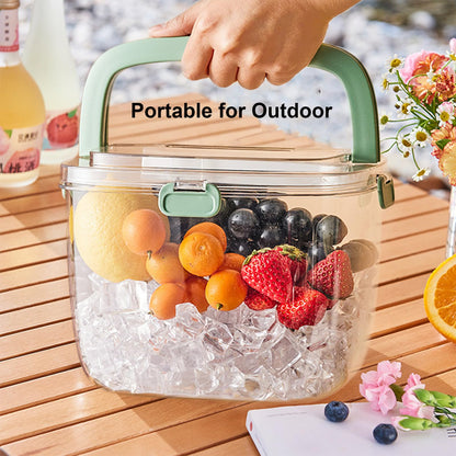 Siuper 4QTS Ice Cube Storage Bin with Sealed Lid for Freezer Clear Ice Bucket w/ Tong for Bar Hotel Refrigerator Containers for Home Beverage Cooler for Whiskey Wine Beers Party Outdoor 8.5*6.6*7.4in