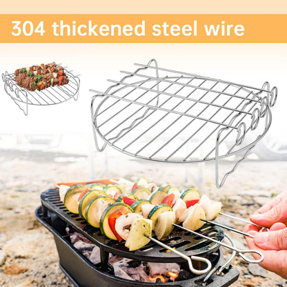 Air Fryer Racks Set 3PC, 6 inch Stainless Steel Layer Racks Air Fryer Accessories, Kitchen Multipurpose Double Layer Racks with Skewer Round Cooking Rack Toast Rack,Fits Most 2.5QT or Above Air Fryer