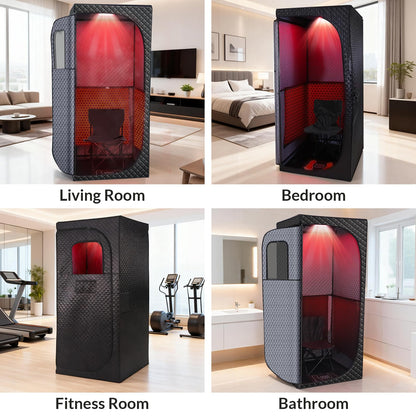 Veloqore Dry Infrared Sauna, Saunas Box with Red Light Therapy for Relaxation, Detox and Muscle Relief, 9 Levels Home Saunas with Carbon Crystal Heating, Portable Sauna for Home, Bedroom, Living Room