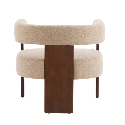 Christopher Knight Home Nettie Set of 2 Modern Accent Chair for Living Room, Boucle Single Lounge Sofa Chair with Wood Frame, Comfy Reading Chair, Lounge Armchair with Cushion, Light Camel + Walnut